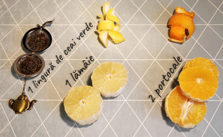 Apă Detox – Ceai verde rece cu lămâie și portocale