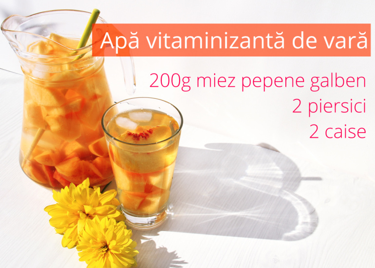 Apă vitaminizantă de vară cu pepene galben, piersici și caise