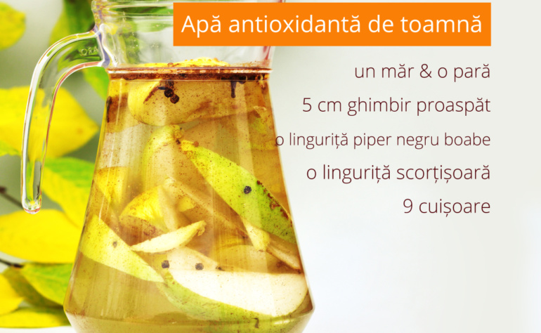 Apă antioxidantă de toamnă cu mere, pere și condimente